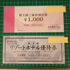 共立リゾート　ドーミーイン　株主優待割引券1000円分（今月末まで有効）のサムネイル