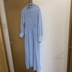 ハイネック 長袖 ロングワンピース ライトブルーのサムネイル