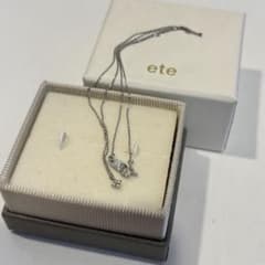ete K10WG ホワイトゴールド ネックレス シルバー ダイアモンド 花 