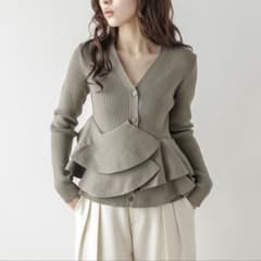 AMELY ペプラムリブニットカーディガンのサムネイル