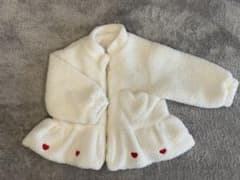 Cottoli ボアアウター ホワイト ハート柄 バースデイ 95cmのサムネイル