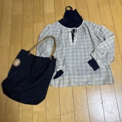 ヒューマンウーマン チェック系柄ブラウス トップス！