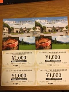 ベルーナ グループ 優待 施設割引券 4000円分（1,000円×4枚）のサムネイル