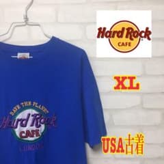 【大人気】ハードロックカフェ　ブルー　XL tシャツ  刺繍ロゴ　USA古着のサムネイル