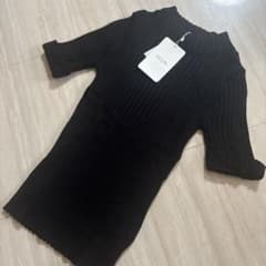 ECLIN ❣️リブニット 半袖 ❣️ブラック FREE4900円のサムネイル