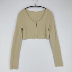 GU ジーユー ベージュ クロップド長袖カーディガン Mサイズ