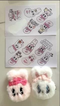 新品　Esther Bunny ぬいぐるみヘアクリップ　ステッカーセット