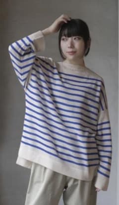 TOWAVAS カシミア　ボーダーニット　ブルー TOWAVAS カシミア ボーダーニット ブルー - メルカリ