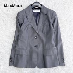 【MaxMara 白タグ】ウール シルク テーラードジャケット 42 L相当 美品 白タグ】マックスマーラ テーラードジャケット シングル シルク混
