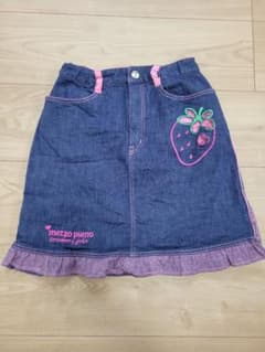 mezzo piano メゾピアノ デニムスカート いちご刺繍キッズ 140のサムネイル