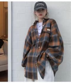 チェック柄長袖オーバーサイズシャツのサムネイル
