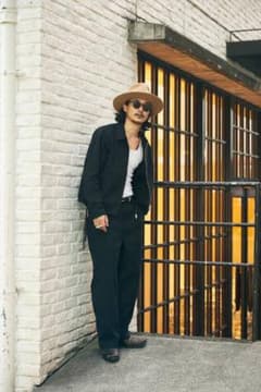 山田レン　着用　アメカジ　麦わら帽子　ハット　ベージュ