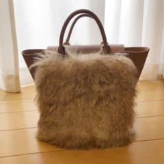 ファーバッグ　2way ラタンのカゴバッグのサムネイル