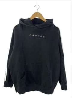 CRONOS パーカー　サイドライン CRONOS パーカー ブラック ロゴ フーディ 袖ライン M - メルカリ