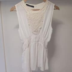 ZARA BASIC ノースリーブ ブラウス ホワイト Mサイズのサムネイル