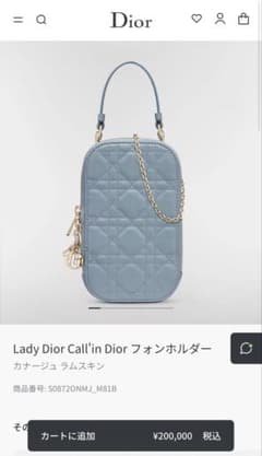 LADY DIOR フォンホルダー　クラウドブルー ディオール】Lady Dior Call'in Dior フォンホルダー 水色 - メルカリ
