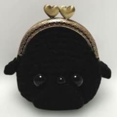 ✿ハンドメイド✿がま口・ポーチ✿手編み・あみぐるみ✿黒パグちゃん