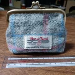 【新品、未使用品】Harris Tweed がま口財布 グレー系