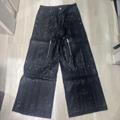 Jent Louis 黒 レザー ワイドパンツ - メルカリ
