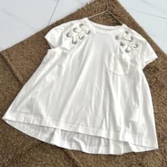 【美品】サカイ ハトメレースブラウス 矢田亜希子着用 Lサイズ 白 コットン 美品】サカイ ハトメレースブラウス 矢田亜希子着用 Lサイズ 白