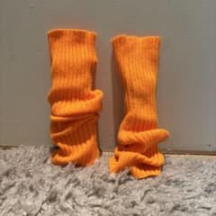 オレンジ リブ編み レッグウォーマー/ルーズソックスのサムネイル