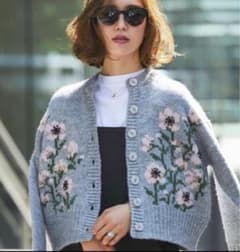 セブンテン 花柄刺繍 グレー ニットカーディガン SEVENTEN - メルカリ