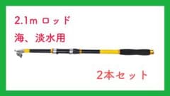 Set of 2 Portable Spinning Fishing Rods, Telescopic Fishing Rods, 2.1m, for Sea Fishing