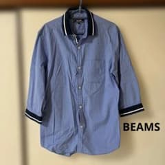 BEAMS 七分袖シャツ ブルー Mサイズ
