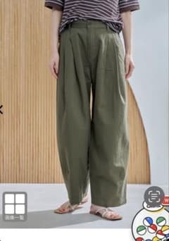 coen ランタンパンツ　新品未使用品　オリーブ　カーキ　サイズLのサムネイル