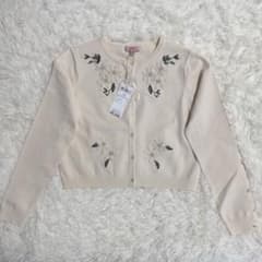 新品未使用】TOCCA カーディガン アイボリー 長袖 ビジュー 花柄 XS