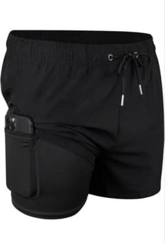 メンズ 水着 ショートパンツ ブラック インナー付のサムネイル