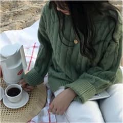 韓国　グリーン　ニットのサムネイル