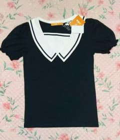 【新品】★フィント セーラーパフスリ Tシャツ 紺 M★のサムネイル