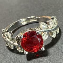 シルバーカラー レッドストーン リーフリング 15号 アクセサリー　アンティークのサムネイル