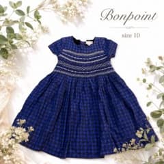 bonpoint 10A スモッキング　ワンピース Bonpoint ボンポワン チェック柄 スモッキングワンピース 10 - メルカリ