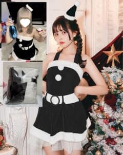 【着画あり】ブラックサンタ[6点SET]ネコ耳ポンチョ＆ミニスカートセットのサムネイル