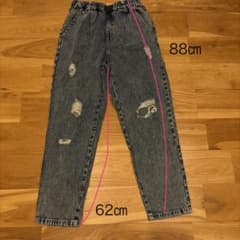 キッズ ダメージジーンズ デニム ロングパンツ ウエストゴムのサムネイル
