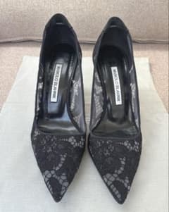 MANOLO BLAHNIK　23cm　36 レース パンプス ブラックのサムネイル