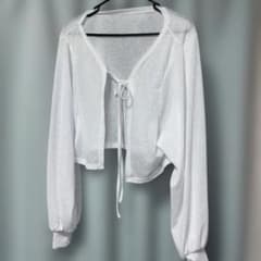 Dazy フロントリボン 長袖カーディガン ホワイト M shein