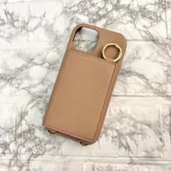 ベージュ iPhoneケース ミラー・カード収納付のサムネイル