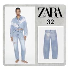 ZARA Z1975 ダメージ加工バギーレースデニムパンツ 32 - メルカリ