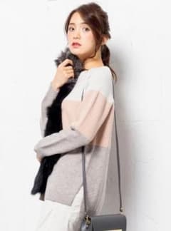 カシミヤブレンド　カラーブロックニット　38のサムネイル