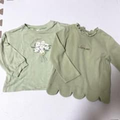 ベビー服 トップス 2枚セット 80cm 90cm グリーン系 保育園着のサムネイル