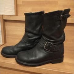 BUTTERO／ブラックエンジニアブーツ バックル付き　36 1/2
