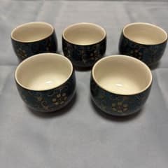 九谷焼 金彩 青粒鉄仙 美泉 湯呑 5客 和食器 昭和レトロ 当時物 - メルカリ