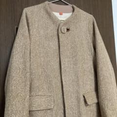 パラスパレス カシミヤ混　ベージュ変形ヘリンボーンコート　2 パラスパレス カシミヤ混 ヘリンボーン柄コート - メルカリ