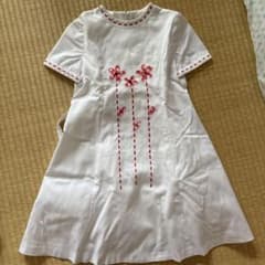 半袖ワンピース ホワイト 花柄刺繍のサムネイル