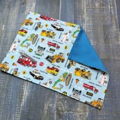 ハンドメイド☆ランチョンマット はたらく車と標識 ライトブルー