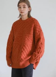 selectMOCA オレンジ ケーブルニット ランダムケーブルニットのサムネイル