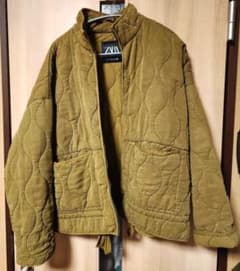 ZARA オリーブグリーン キルティングジャケットのサムネイル